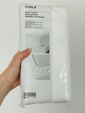 IKEA DVALA Fitted sheet, white, full double